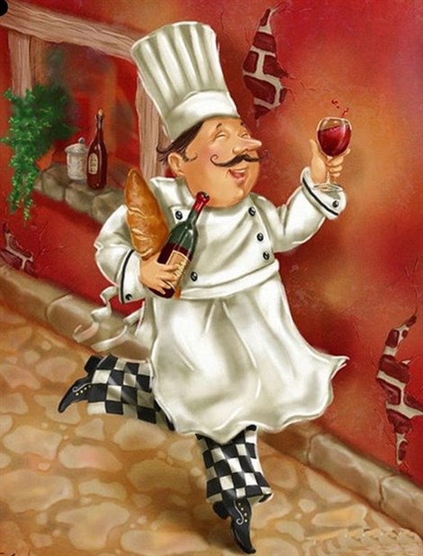 İtalyan Aşçı Elmas Mozaik Tablo