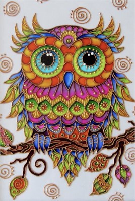 Renkli Baykuş Elmas Mozaik Tablo 36x51 cm