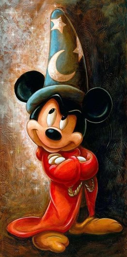 Büyücü Mickey Mouse Elmas Mozaik Tablo 30x61 cm 