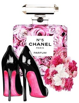 Chanel Ayakkabı ve Parfüm Elmas Mozaik Tablo 46x61cm