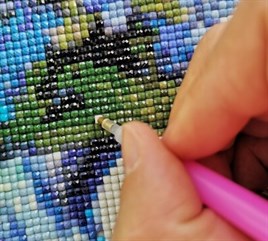 Marcel Sanat Mavi Vazoda Renkli Güller Elmas Mozaik Tablo 45x60cm