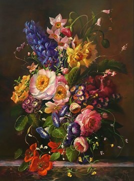 Marcel Sanatlar Klasik Çiçekler Elmas Mozaik Tablo 46x61cm