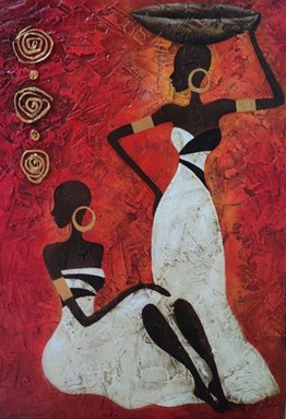 MODERNMarcel Sanat Elmas Mozaik Tablo & Diamond Painting TurkeyM20176342Kırmızı Fondaki Afrikalı Kadınlar Marcel Sanat Elmas Mozaik Tablo 48X71cm