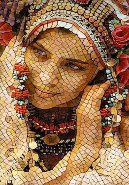 Mozaikten Elmas Mozaiğe Dönüşen Kadın Marcel Sanat Elmas Mozaik Tablo 43x61cm