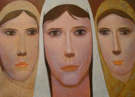 Nuri İyem (1905-2005)- Üç Güzeller Elmas Mozaik Tablo 71x51cm