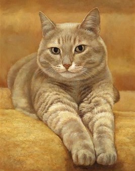 Sarı Kedi Elmas Mozaik Tablo 36x46cm