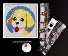 Sevimli Köpek Diamond Taşlı Elmas Mozaik Tablo
